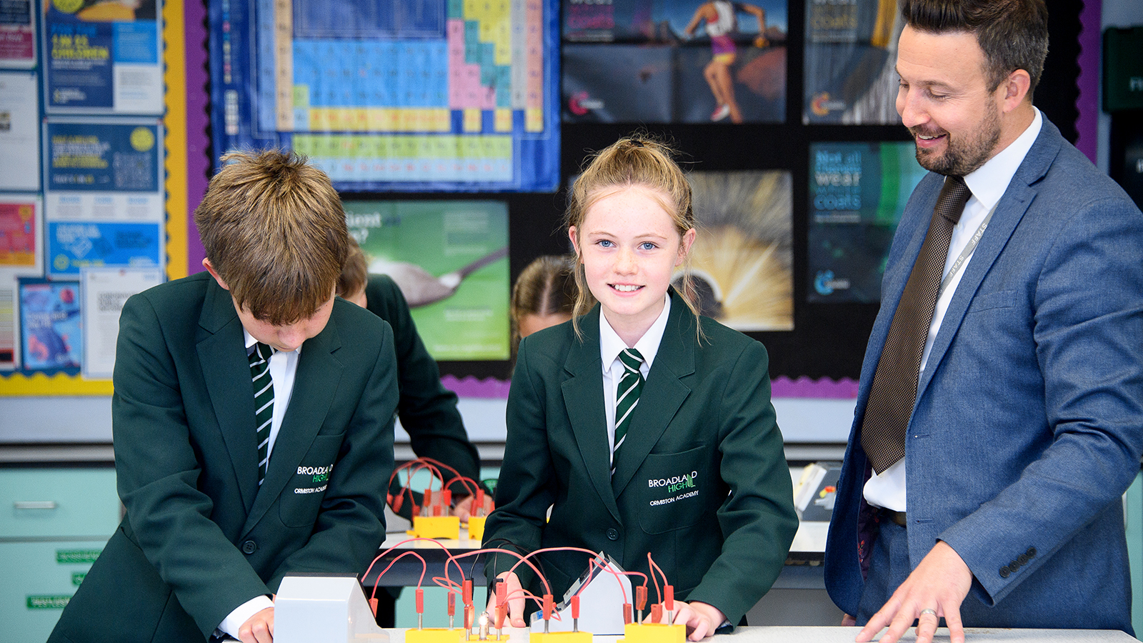 Broadland High teacher and pupils classroom